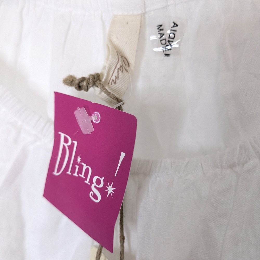 NWT Elan Medium‎ White Cropped Off the Shoulder Tie Front Bell Sleeves Top - Picture 5 of 10